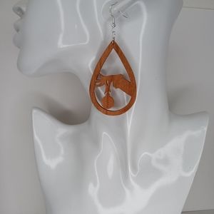 The Grinch Cherry Wood Earrings Hand Crafted